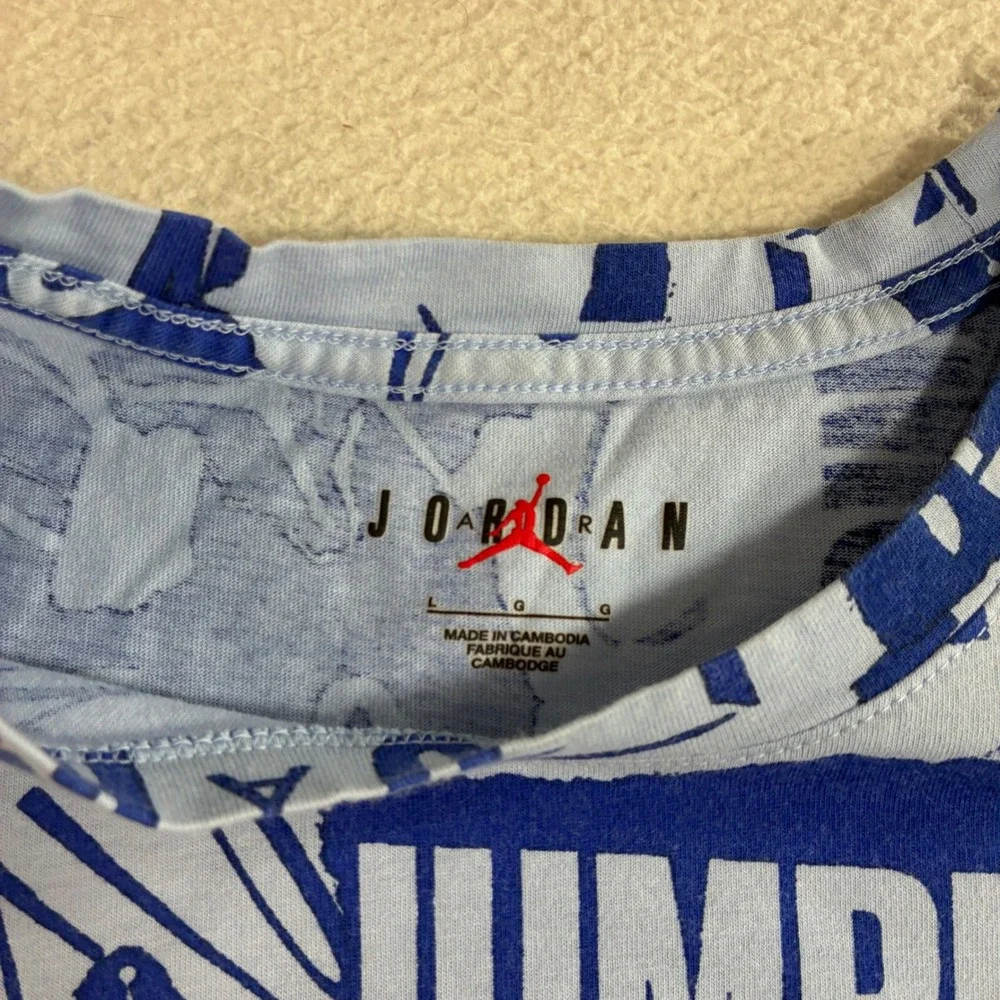 Jordan Flight T Shirt Men L Blue AOP Collage Graphic Jumpman Casual DA9877-469
